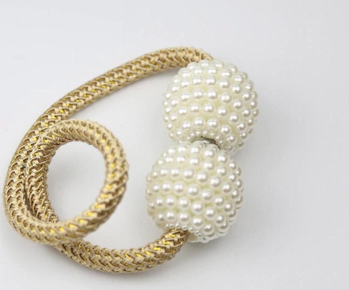 Golden । Magnetic Curtain Tieback with Big Pearl Ball (1 Pair) । CN-28 - Image 4